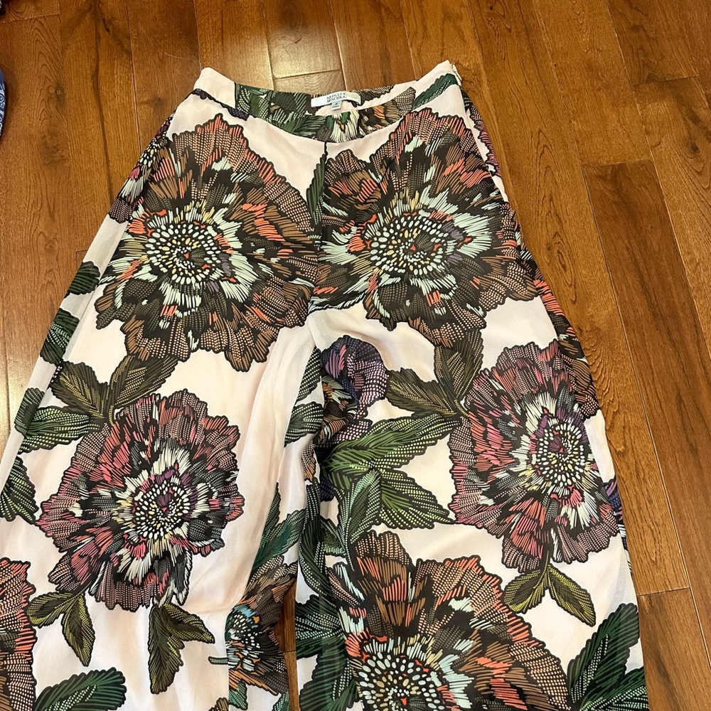 Badgley Mischka pink Floral wide leg pants